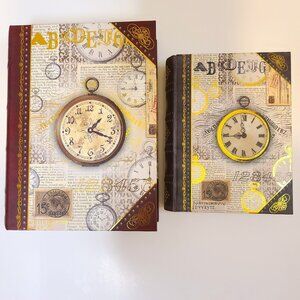 2 Punch Studio Pocket Watch Faux Book Storage Keepsake Boxes